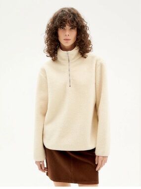 4198. FREE PEOPLE Sherpa pullover in Tea/cream Sz S NWT $98
